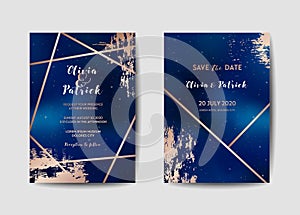 Starry Night Sky Trendy Wedding Invitation Card Set, Save the Date Celestial Template of Galaxy, Space, Stars photo