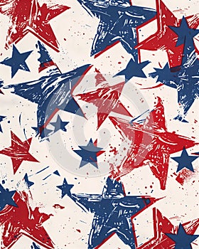 Starry Patriotism: A Vibrant Illustration of Red, White, and Blu photo