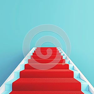 Starry red carpet, staircase going to the sky, isolated background