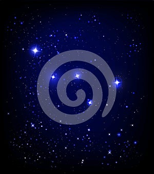 Starry sky and Cassiopeia constellation