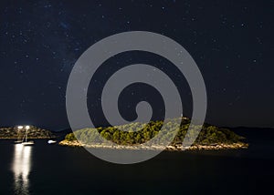 Starry sky over the island