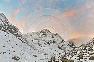 Starry sky over Machhepuchare and Annapurna Base Camp - Nepal