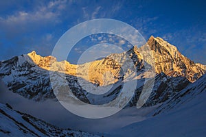 Starry sky over Machhepuchare and Annapurna Base Camp - Nepal, Himalayas