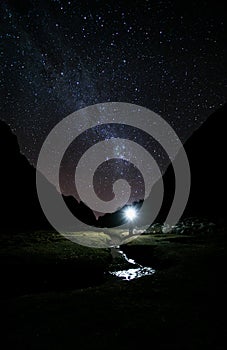 Starry sky over the top of the Andes