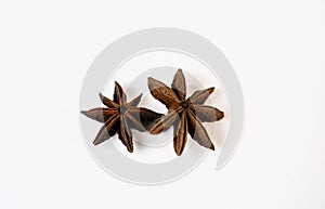 Stars anise on white background