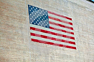 Stars ans stripes painted on a old adobe wall