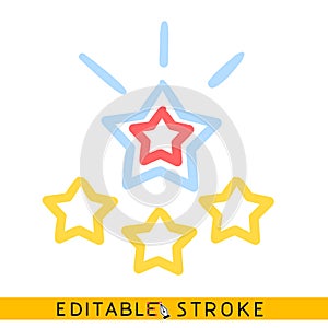Stars award appreciate icon. Editable stroke flat line icon. Doodle sketch