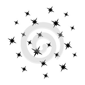 Stars background. Sparkles isolated on white. Shine vector stars. Black on white.