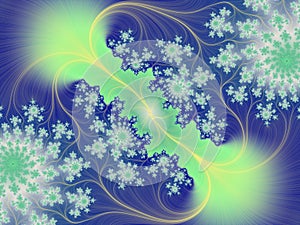 Stars, blue fractal, cosmic shapes, futuristic surreal galaxy fractal, lights, abstract background, graphics