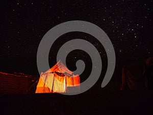 Stars at a camp in the desert