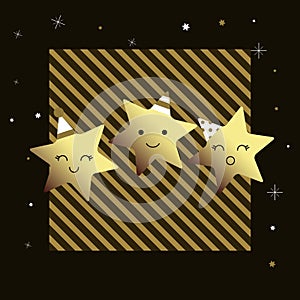 Stars. Cartoon illustration in Christmas styl. Vector