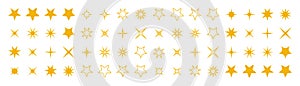 Stars collection. Star vector icons. Golden set of Stars, isolated. Star icon. Stars in modern simple flat style. Vector