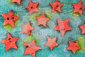 Stars cut off from watermelon