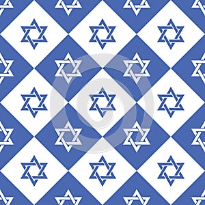 Stars of David and diagonal squares seamless pattern