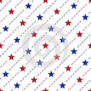 Stars and diagonal dotted line seamless pattern. Fabric simple wallpaper