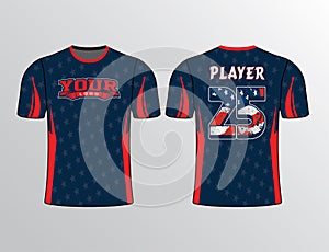 Stars filled blue and red jersey template for team gear