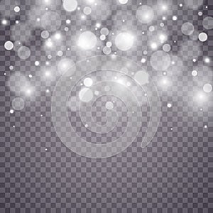 Stars glitter special light effect. Vector sparkles on transparent background. Christmas abstract pattern.