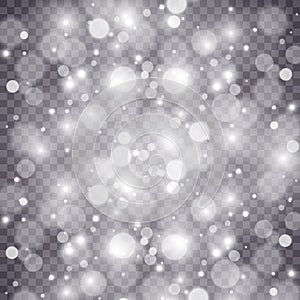 Stars glitter special light effect. Vector sparkles on transparent background. Christmas abstract pattern.