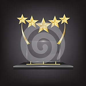 5 Stars Gold Trophy Award with Name Plate award certificate frame