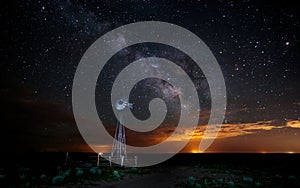 Stars and Milky Way with Windmill
