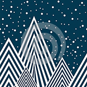 Stars and mountains, seamless vector pattern.