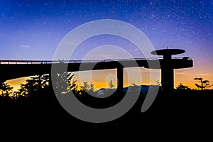 Stars in the night sky over Clingman's Dome Observation Tower in