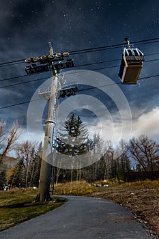 Stars in the Night Sky and Ski Lift in Vail Colorado