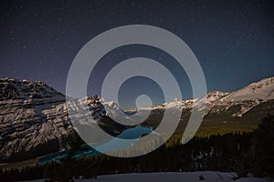 Stars over Peyto lake, Icefields parkway, Alberta, Canada