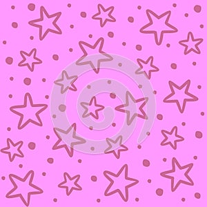 Stars on pink background. Background with lilac stars. Night star sky