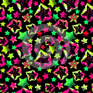 Stars seamless print,textile ink brush strokes design