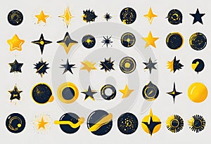Stars, Set of custom stars for logo and design edits, v16