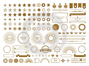 Stars set icons. Rating star signs collection. Award and quality ribbon set.