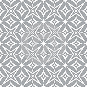 Stars shapes seamless pattern design. Gray geometric background. Monochrome decorative ornament. Vector illustration