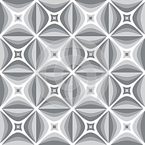 Stars shapes seamless pattern design. Gray geometric background. Monochrome decorative ornament. Vector illustration.