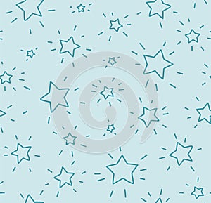 Stars are small, seamless pattern, flat, blue, vector