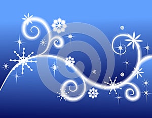 Stars Snowflakes and Swirls Background