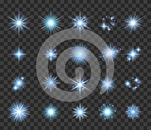 Stars and sparkles set vector illustration.