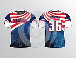 Stars and stripe american flag pattern with eagle ghosted on the backshirt