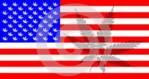 Stars And Stripes With Cannabis Leaf As Stars