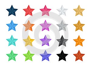 Stars Vector Flat Icons 2 Tone Colorful 20 Elements Set