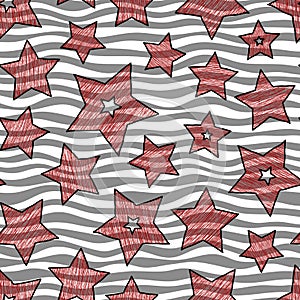 Stars and waves seamless texture for wraping paper, backgrouns and textile photo