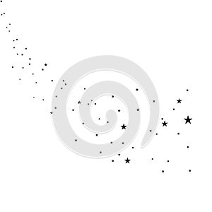 Stars on a white background. Black star shooting with an elegant star.Meteoroid, comet, asteroid