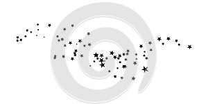 Stars on a white background. Black star shooting with an elegant star. Meteoroid, comet, asteroid