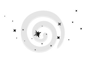 Stars on a white background. Black star shooting with an elegant star.Meteoroid, comet, asteroid, stars.