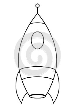 starship - black and white cartoon vector illustration of spaceship, isolated on white