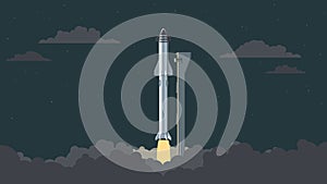 The launching of the SpaceX Starship at night