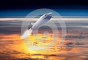 Starship in low-Earth orbit. Elements of this image furnished by NASA
