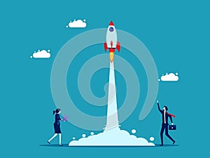 Start a business. The rocket soared into the sky. Finance and Investment