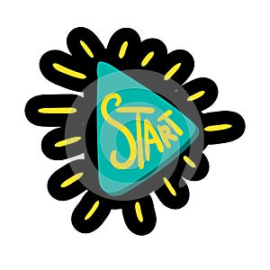 Start button flat color illustration