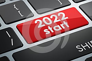 2022 start button on keyboard, 3D rendering